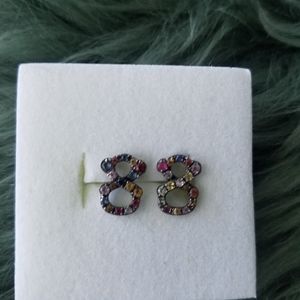 Tous Bear Earrings with Multicolor Sapphires